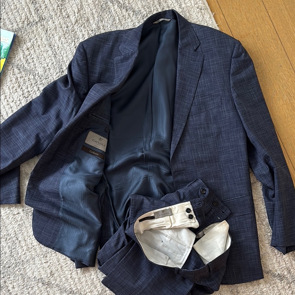 Canali Navy Plaid Suit